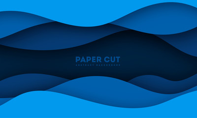 Wall Mural - paper cut background. abstract realistic papercut decoration textured with cardboard wavy layers. 3d