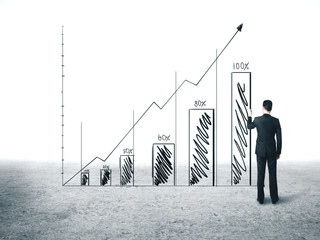 Poster - Businnesman drawing stock chart.