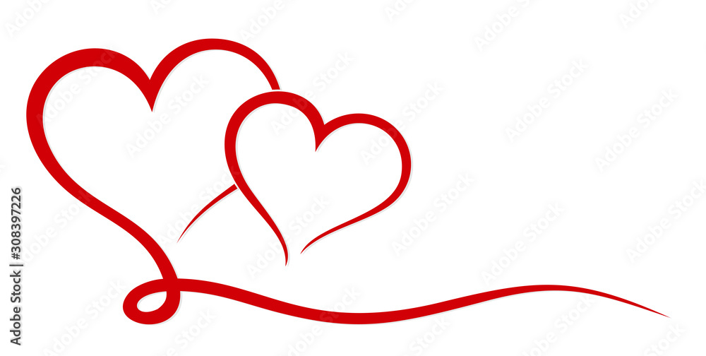 The stylized symbol with red hearts. - obrazy, fototapety, plakaty 