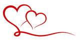 Fototapeta  - The stylized symbol with red hearts.