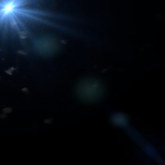 Canvas Print - sunny blue lens flare overlay texture with bokeh effects on black square background