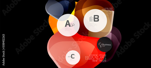 Retro colorful geometric background - circles on black, great design for any ...