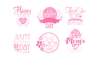 Sticker - Mother Day Greeting Labeles and Logos Vector Set