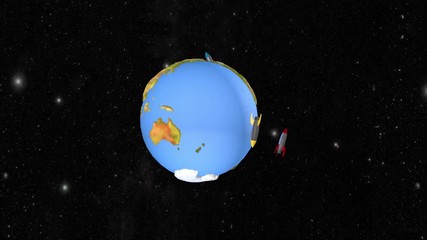 Wall Mural - rocket missiles fly around planet earth. 3d rendering