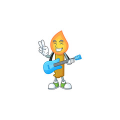 Wall Mural - Super cool gold candle cartoon character performance with guitar