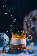 Wall Mural - Astrology or astronomy themed teatime with ceramic cup and Big Dipper constellation splash