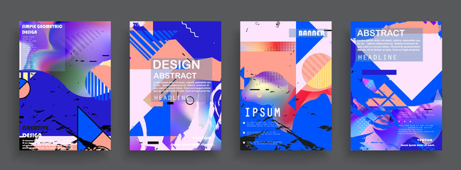 Template brochures, flyers, business presentations. Modern flat line style, layout in A4 size. Trendy abstract background. Geometric science or technology pattern. Graphic design