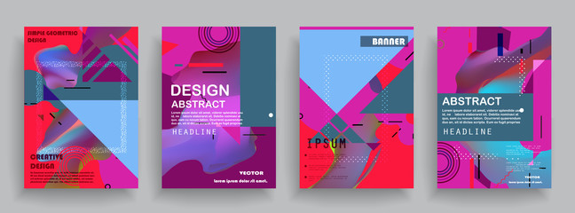 Template brochures, flyers, business presentations. Modern flat line style, layout in A4 size. Trendy abstract background. Geometric science or technology pattern. Graphic design