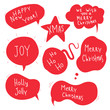 Christmas speech bubble with greeting quotes vector doodle set isolated on a white background.