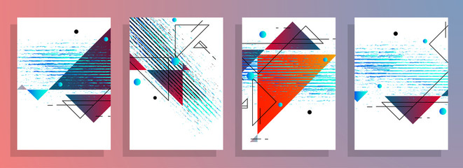 Template brochures, flyers, business presentations. Modern flat line style, layout in A4 size. Trendy abstract background. Geometric science or technology pattern. Graphic design