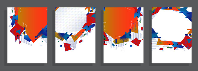 Template brochures, flyers, business presentations. Modern flat line style, layout in A4 size. Trendy abstract background. Geometric science or technology pattern. Graphic design
