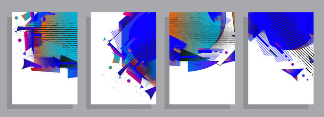 Template brochures, flyers, business presentations. Modern flat line style, layout in A4 size. Trendy abstract background. Geometric science or technology pattern. Graphic design