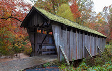 Covered Bridge With Autumn Leaves Free Stock Photo - Public Domain Pictures