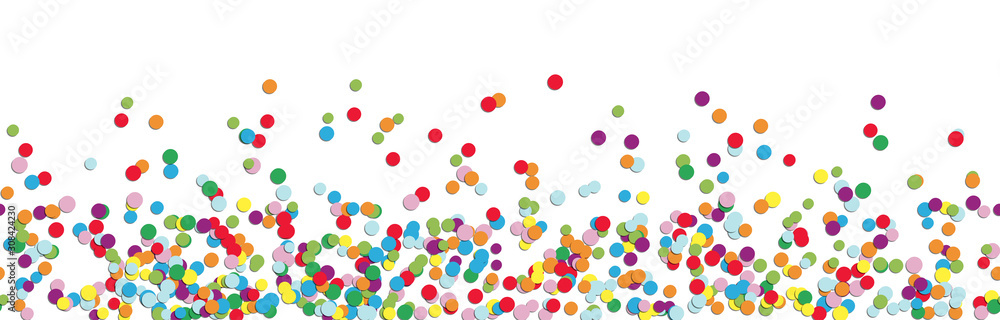 colored confetti on lower border with free space for text - obrazy, fototapety, plakaty 