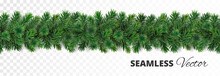 Seamless Christmas Tree Garland. Pine Tree Branches Decoration