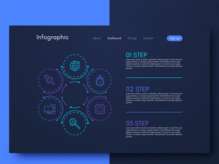 Vector graphics infographics with six options. Template for creating mobile applications, workflow layout, diagram, banner, web design, business reports with 6 steps