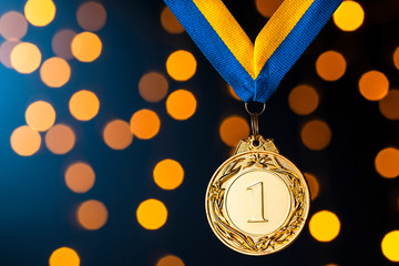 Wall Mural - gold champion or winners medallion on a ribbon