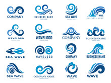 Wave Logo. Graphic Symbols Of Ocean Or Flowing Sea Water Stylized For Business Identity Vector. Illustration Water Wave Logo For Business Emblem Company