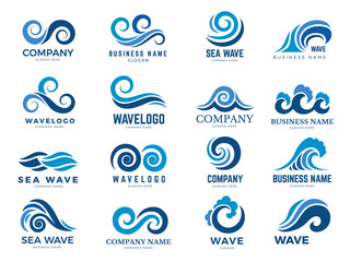 wave logo. graphic symbols of ocean or flowing sea water stylized for business identity vector. illu