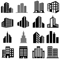 Wall Mural - Building icon vector set. apartment illustration sign collection. skyscraper symbol. architecture logo.