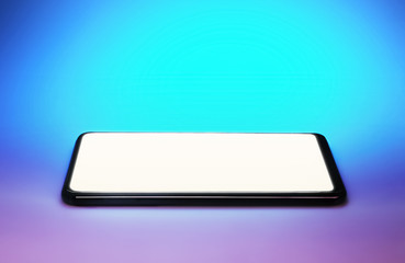 blank screen mobile phone on colorful gradient