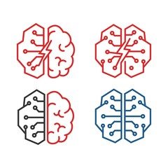 Wall Mural - brain and technology logo and vector