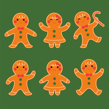 Cute Gingerbread Boy And Girl Character Set