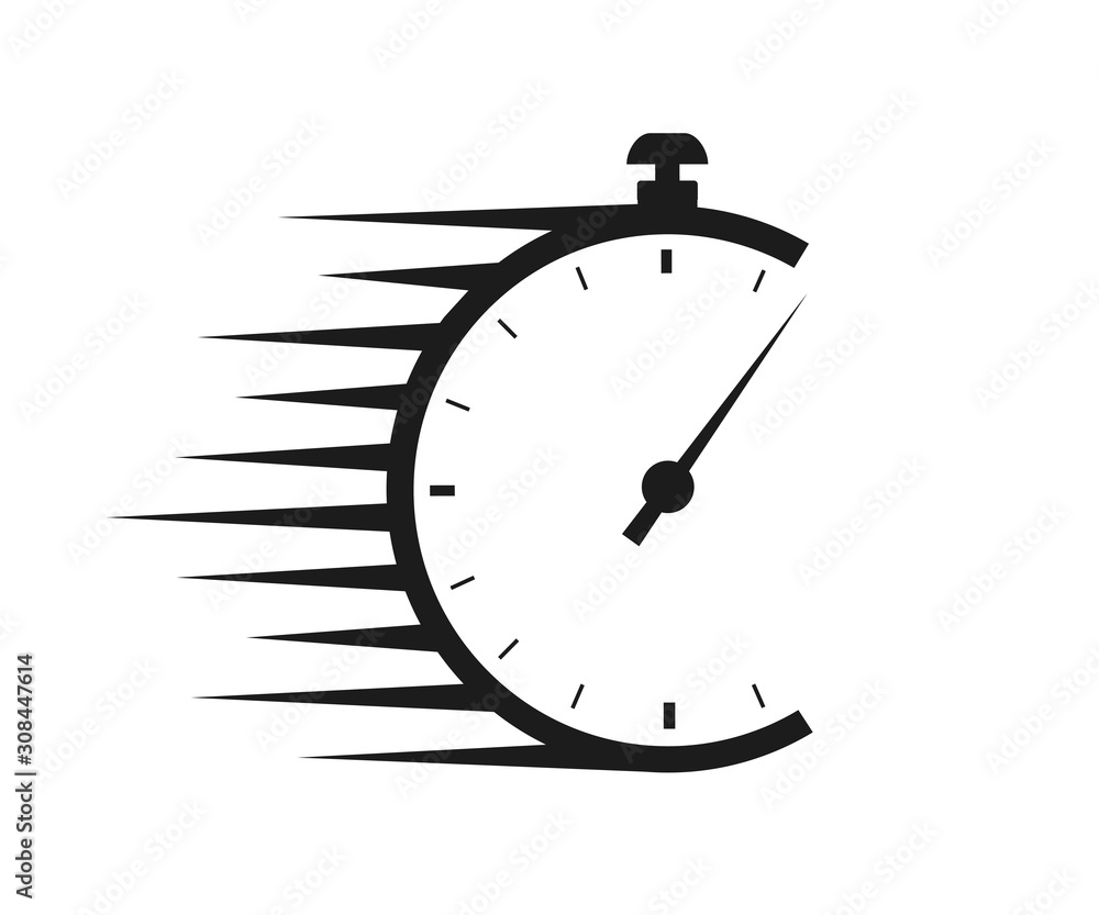 Fast delivery icon with timer. Fast stopwatch line icon. Fast delivery shipping service sign. Speed clock symbol urgency, deadline, time management, competition sign – stock vector - obrazy, fototapety, plakaty 