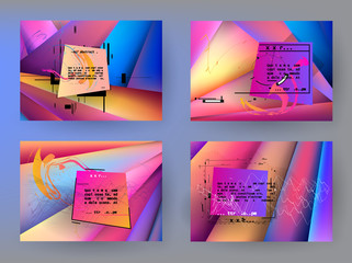Template brochures, flyers, business presentations. Modern flat line style, layout in A4 size. Trendy abstract background. Geometric science or technology pattern. Graphic design