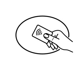 Poster - NFC technology. Contactless wireless pay sign. Pos terminal confirms contactless payment from credit card. Tap to pay concept - vector sign. NFC Payment.Contactless NFC wireless pay sign