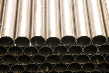 Plant for the production of metal pipes. Stack of steel pipes