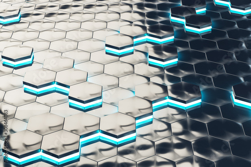 Creative glowing hexagonal background.