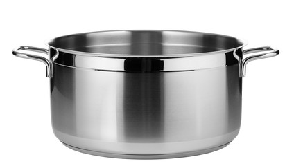 Stainless steel pot isolated on white background