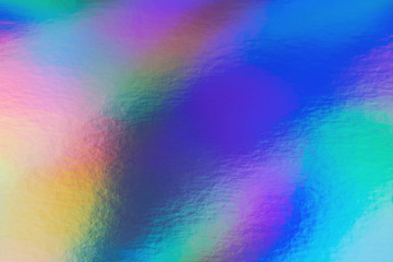 Aufkleber - Abstract trendy rainbow holographic background in 80s style. Blurred texture in violet, pink and mint colors with scratches and irregularities. Pastel colors.