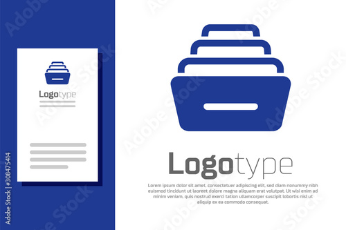 Blue Drawer With Documents Icon Isolated On White Background