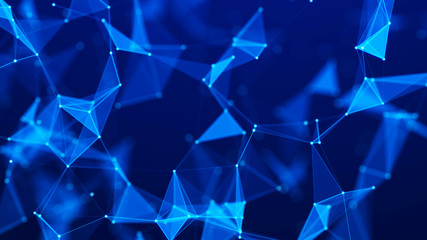 Abstract connection dots. Technology background. Network connection structure. Plexus effect. 3d