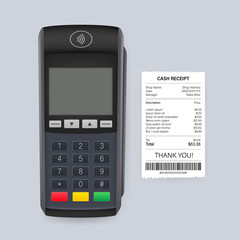 Canvas Print - Payment terminal mockup. Pos terminal with blank screen. Cash register. Vector stock illustration