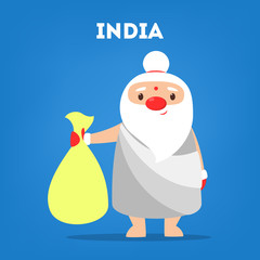 Wall Mural - Cute funny Santa Claus in India