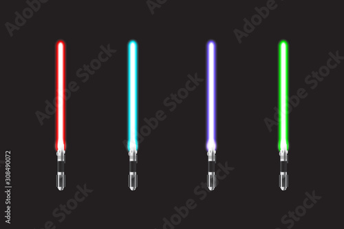 Light swords on Dark Background. Vector. Tableau sur Toile