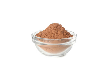 Poster - Glass bowl with cocoa powder isolated on white background