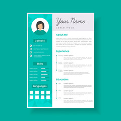 Wall Mural - Feminine resume template design. Stylish CV set for women