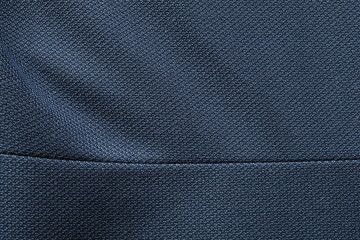 Poster - Close up shot of midnight dark blue formal suit cloth textile surface. wool fabric texture for important luxury evening or night event. Wallpaper and background with copy space for text