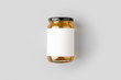 Honey jar mockup with blank label.