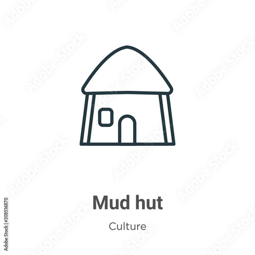 Fotomural Mud hut outline vector icon