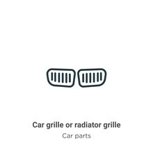 Car Grille Or Radiator Grille Outline Vector Icon. Thin Line Black Car Grille Or Radiator Grille Icon, Flat Vector Simple Element Illustration From Editable Car Parts Concept Isolated On White