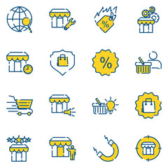 Leinwandbilder - marketing strategy set icon template color editable. marketing pack symbol vector sign isolated on white background icons vector illustration for graphic and web design.