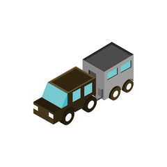 Wall Mural - suv with trailer transport vehicle isometric icon