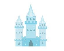 Ice Castle Princesses, Snow Palace Cartoon Style Icon. Isolated On A White Background. Vector Illustration