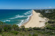 The Beautiful Beach Of Noosa On The Sunshine Coast In Australia With Beautiful Weather And Blue Sky With White Clouds