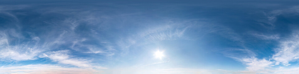 Wall Mural - blue sky with beautiful cumulus clouds. seamless hdri panorama 360 degrees angle view with zenith fo